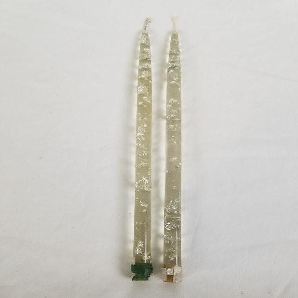 MCM Lucite Candlestick Sliver Flake Acrylic Pair